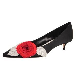 Something Bleu Bo Floral Pointed Toe Kitten Heels - Size 9